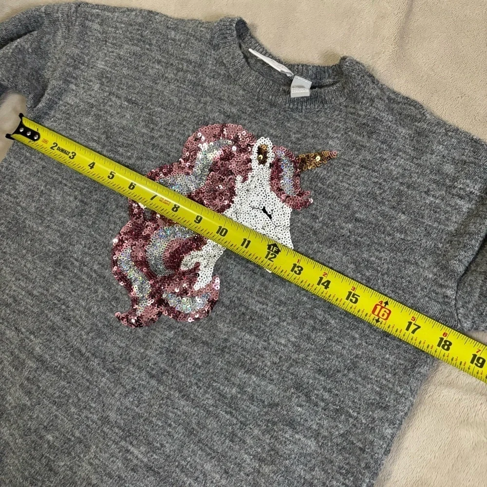 The Children’s Place Gray Sweater with Sequin Unicorn Design